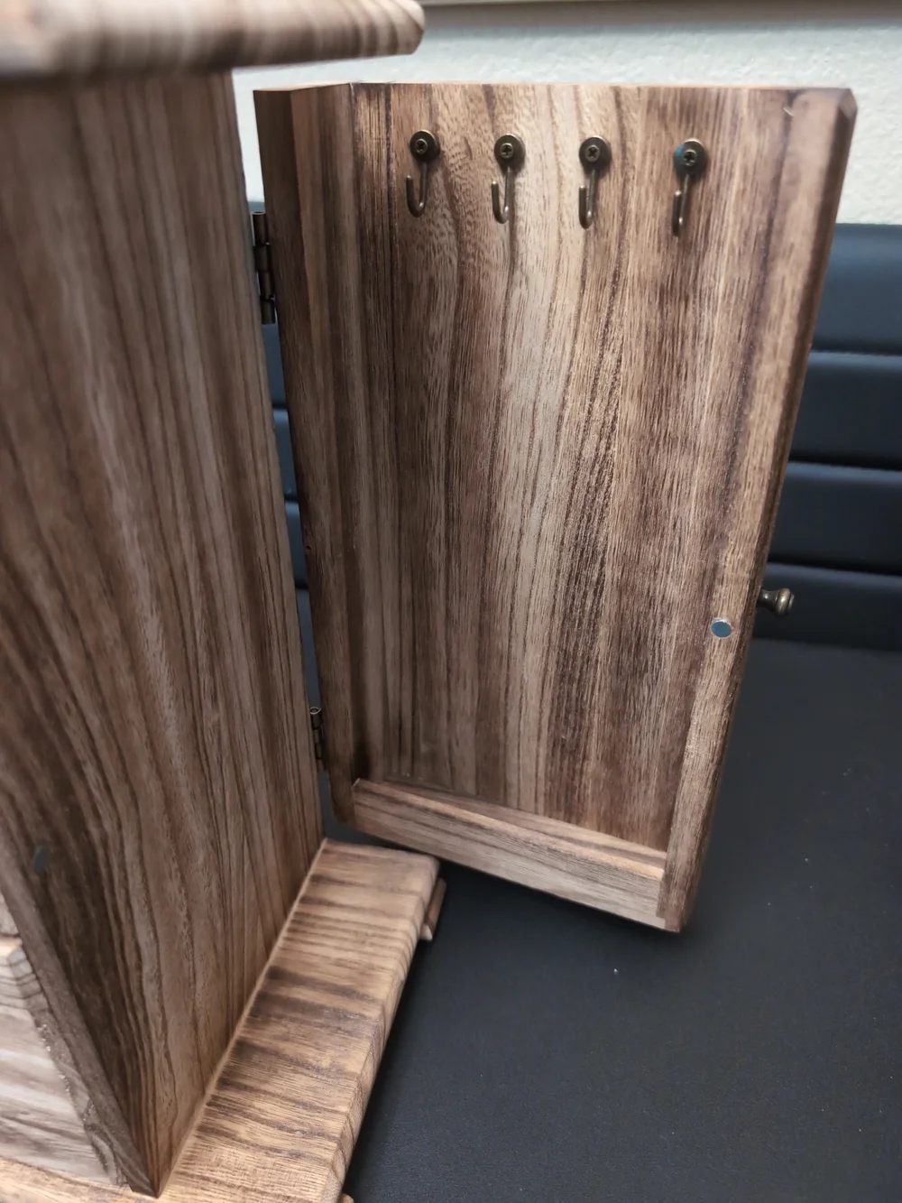 Wood Grain Jewelry Organizer Cabinet - Rustic Brown